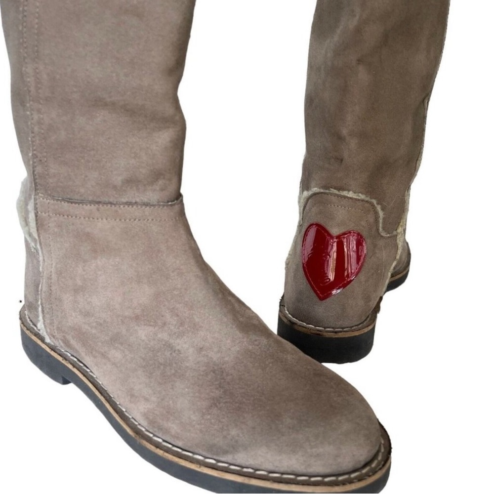 Love Moschino Faux Shearling Lined Gray Tall Boots